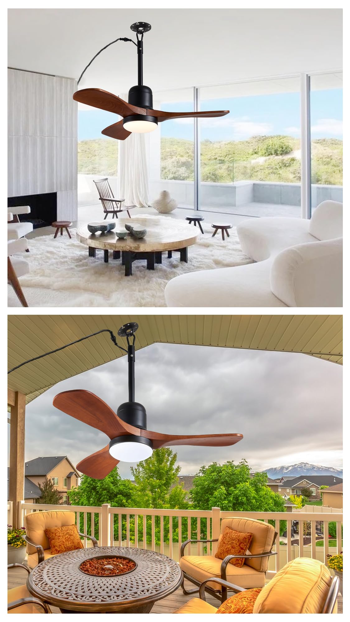 36" Outdoor Gazebo Fan with Dimmable Light and Memory Remote, Plug-In Wet Rated Outdoor Ceiling Fan, Outdoor Hanging Fan For Gazebo, Patio, Waterproof