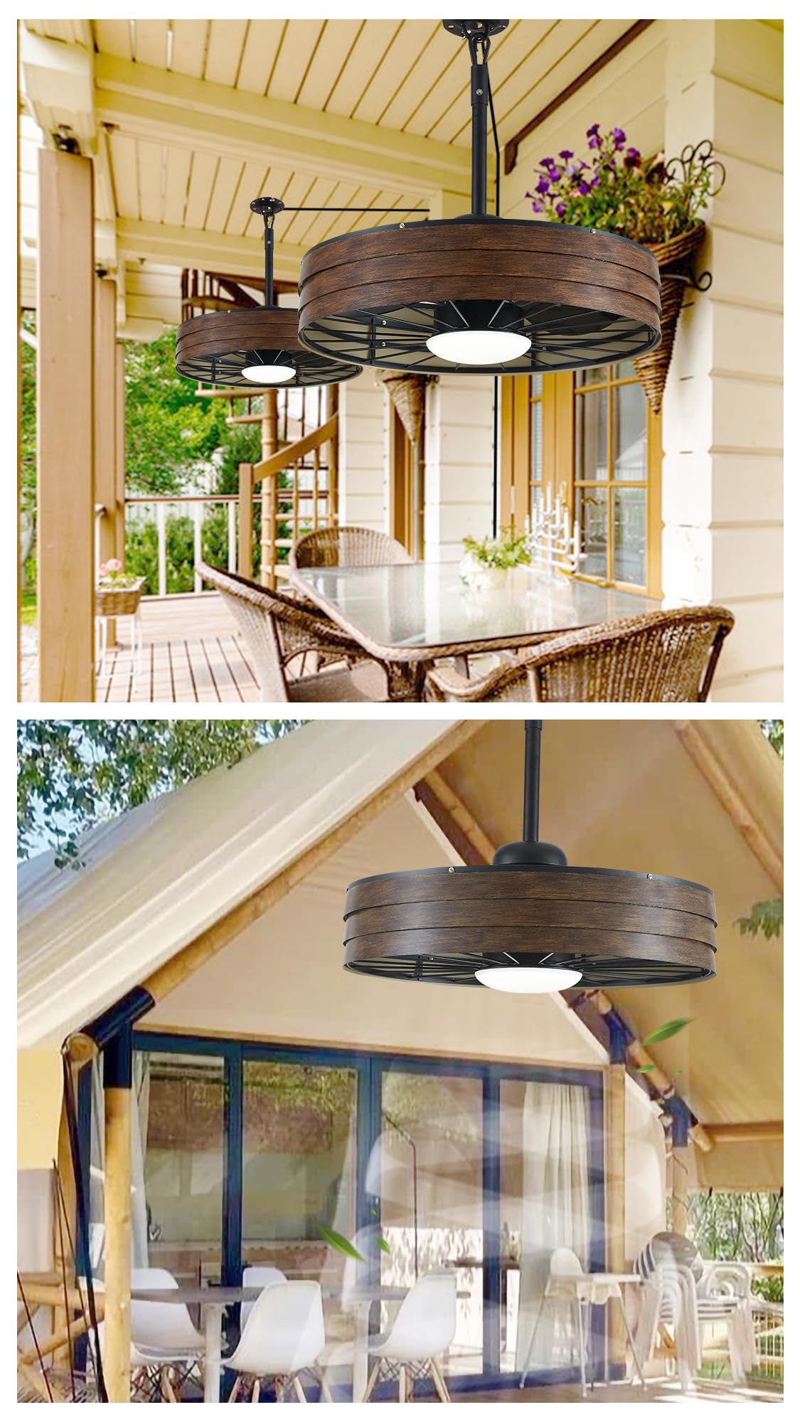 F231 Outdoor Caged Ceiling Fan with dimmable Light